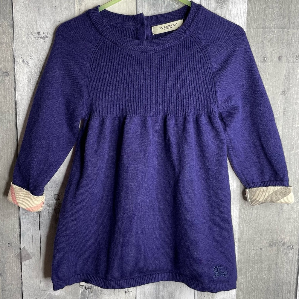 Burberry dress long sleeve navy blue novacheck size small